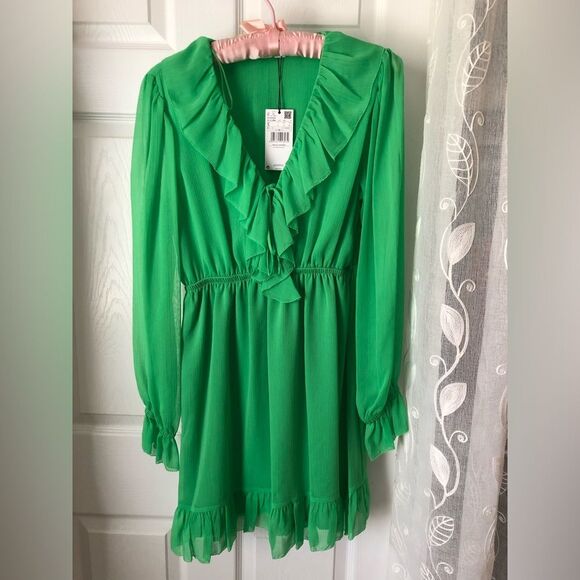 New Mango MNG Textured ruffled dress, women size small, size US 4 - Picture 9 of 11